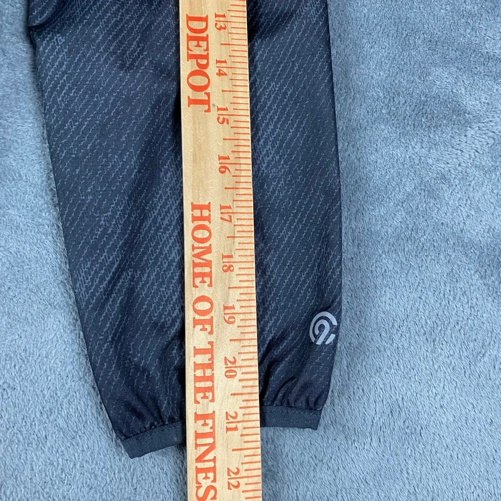 Champion Kids L (12-14) Windbreaker Jacket Black Patterned‎ Hooded Full Zip